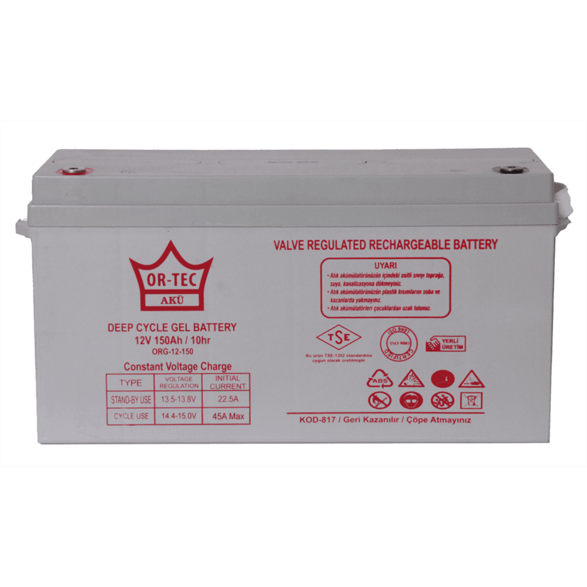 ORTEC 12V 150AH JEL AKÜ